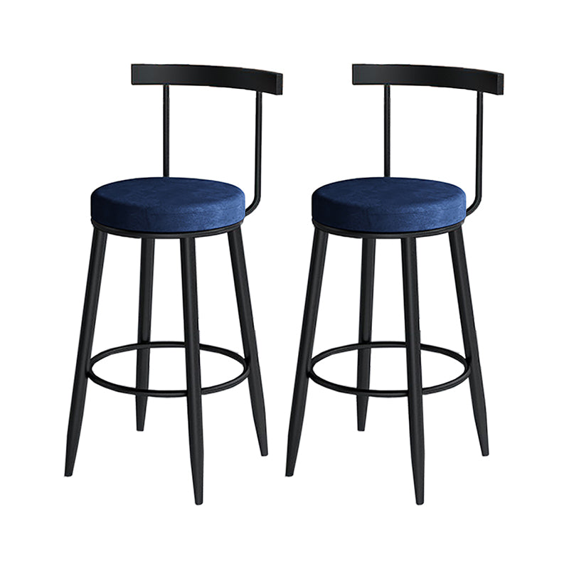 Modern Style Iron Bar Stool Low Back and Footrest Living Room Simple Bar Stool Blue 2 Piece Set Clearhalo 'Bar Furniture' 'Bar Stools' 'bar_stools' 'furn' 'furn_bar_stools' 'furniture_bar_stools' 'Kitchen & Dining Furniture' 'kitchen&dining_furn' 'kitchen' 'kitchen_furn' Furniture' 4537360