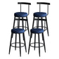 Modern Style Iron Bar Stool Low Back and Footrest Living Room Simple Bar Stool Blue 4 Piece Set Clearhalo 'Bar Furniture' 'Bar Stools' 'bar_stools' 'furn' 'furn_bar_stools' 'furniture_bar_stools' 'Kitchen & Dining Furniture' 'kitchen&dining_furn' 'kitchen' 'kitchen_furn' Furniture' 4537362