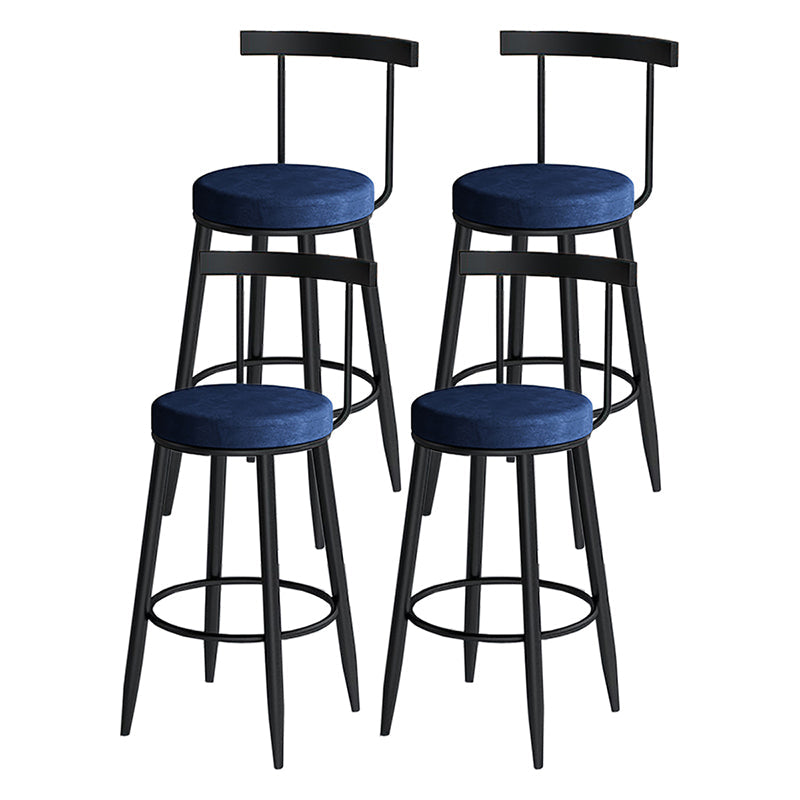 Modern Style Iron Bar Stool Low Back and Footrest Living Room Simple Bar Stool Blue 4 Piece Set Clearhalo 'Bar Furniture' 'Bar Stools' 'bar_stools' 'furn' 'furn_bar_stools' 'furniture_bar_stools' 'Kitchen & Dining Furniture' 'kitchen&dining_furn' 'kitchen' 'kitchen_furn' Furniture' 4537362