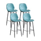 Modern Style Iron Bar Stool with Footrest Low Back Simple Bar Stool Blue 4 Piece Set Bar Stool(30"H) Clearhalo 'Bar Furniture' 'Bar Stools' 'bar_stools' 'furn' 'furn_bar_stools' 'furniture_bar_stools' 'Kitchen & Dining Furniture' 'kitchen&dining_furn' 'kitchen' 'kitchen_furn' Furniture' 4537375