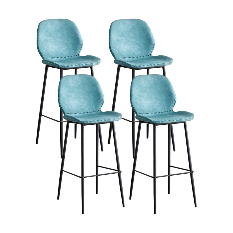 Modern Style Iron Bar Stool with Footrest Low Back Simple Bar Stool Blue 4 Piece Set Bar Stool(30"H) Clearhalo 'Bar Furniture' 'Bar Stools' 'bar_stools' 'furn' 'furn_bar_stools' 'furniture_bar_stools' 'Kitchen & Dining Furniture' 'kitchen&dining_furn' 'kitchen' 'kitchen_furn' Furniture' 4537375