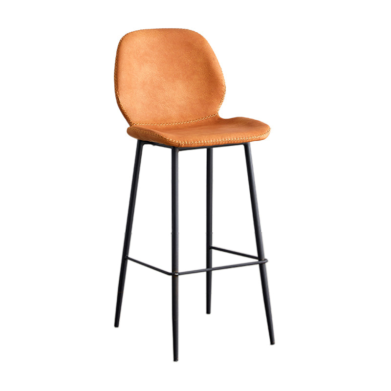 Modern Style Iron Bar Stool with Footrest Low Back Simple Bar Stool Orange 1 Piece Bar Stool(30"H) Clearhalo 'Bar Furniture' 'Bar Stools' 'bar_stools' 'furn' 'furn_bar_stools' 'furniture_bar_stools' 'Kitchen & Dining Furniture' 'kitchen&dining_furn' 'kitchen' 'kitchen_furn' Furniture' 4537377