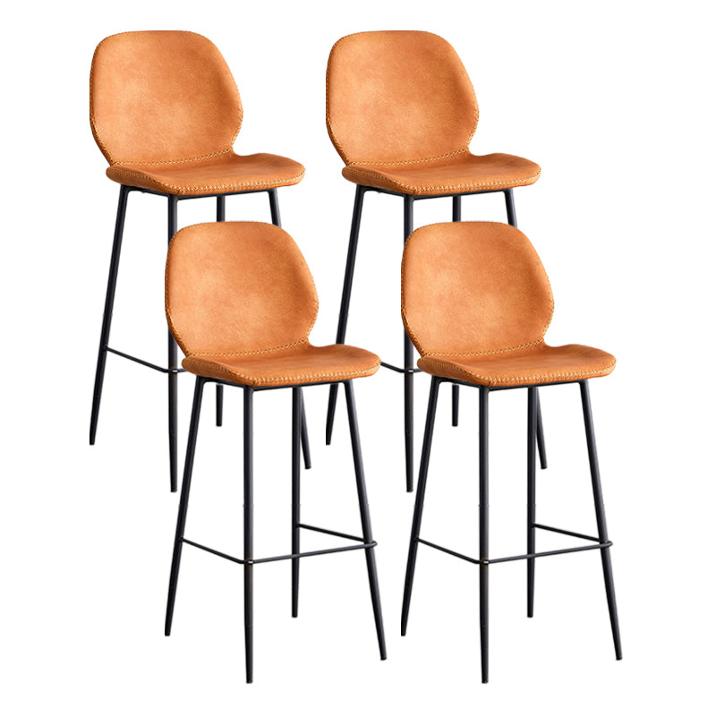 Modern Style Iron Bar Stool with Footrest Low Back Simple Bar Stool Orange 4 Piece Set Bar Stool(30"H) Clearhalo 'Bar Furniture' 'Bar Stools' 'bar_stools' 'furn' 'furn_bar_stools' 'furniture_bar_stools' 'Kitchen & Dining Furniture' 'kitchen&dining_furn' 'kitchen' 'kitchen_furn' Furniture' 4537381