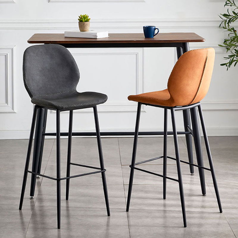 Modern Style Iron Bar Stool with Footrest Low Back Simple Bar Stool Clearhalo 'Bar Furniture' 'Bar Stools' 'bar_stools' 'furn' 'furn_bar_stools' 'furniture_bar_stools' 'Kitchen & Dining Furniture' 'kitchen&dining_furn' 'kitchen' 'kitchen_furn' Furniture' 4537387
