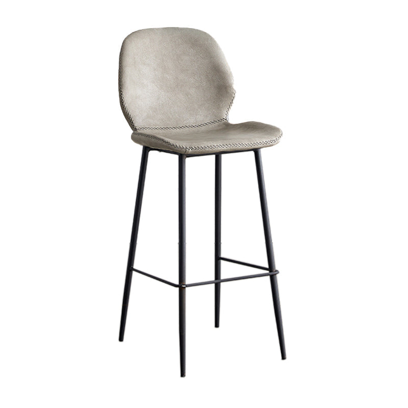 Modern Style Iron Bar Stool with Footrest Low Back Simple Bar Stool Light Gray 1 Piece Bar Stool(30"H) Clearhalo 'Bar Furniture' 'Bar Stools' 'bar_stools' 'furn' 'furn_bar_stools' 'furniture_bar_stools' 'Kitchen & Dining Furniture' 'kitchen&dining_furn' 'kitchen' 'kitchen_furn' Furniture' 4537388