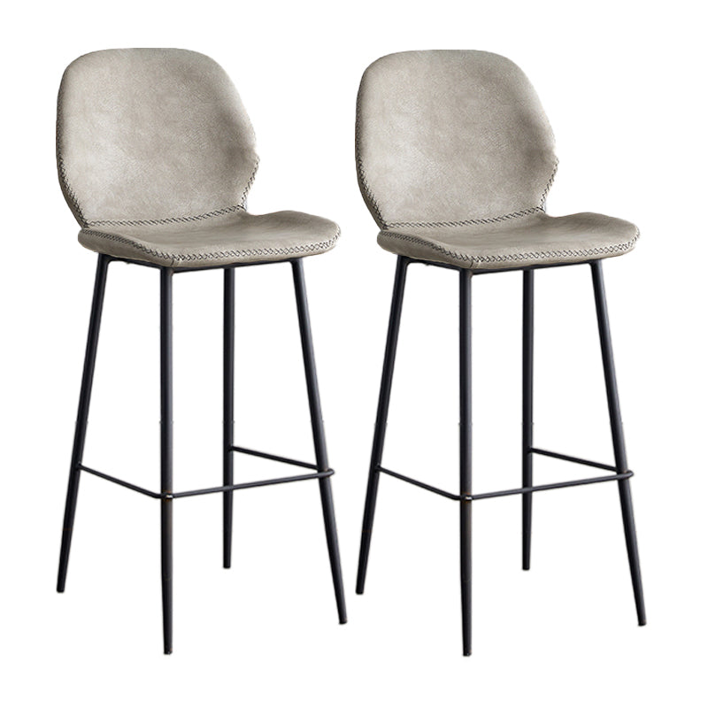 Modern Style Iron Bar Stool with Footrest Low Back Simple Bar Stool Light Gray 2 Piece Set Bar Stool(30"H) Clearhalo 'Bar Furniture' 'Bar Stools' 'bar_stools' 'furn' 'furn_bar_stools' 'furniture_bar_stools' 'Kitchen & Dining Furniture' 'kitchen&dining_furn' 'kitchen' 'kitchen_furn' Furniture' 4537389