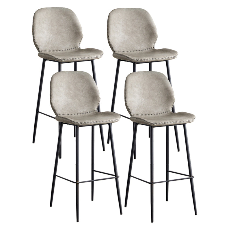 Modern Style Iron Bar Stool with Footrest Low Back Simple Bar Stool Light Gray 4 Piece Set Bar Stool(30"H) Clearhalo 'Bar Furniture' 'Bar Stools' 'bar_stools' 'furn' 'furn_bar_stools' 'furniture_bar_stools' 'Kitchen & Dining Furniture' 'kitchen&dining_furn' 'kitchen' 'kitchen_furn' Furniture' 4537390