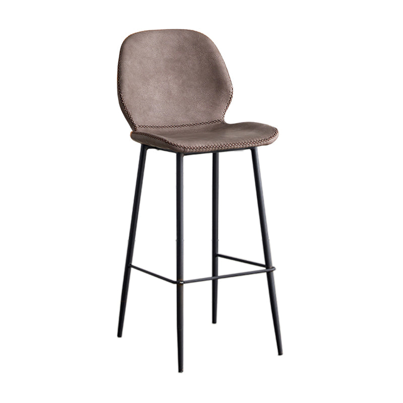 Modern Style Iron Bar Stool with Footrest Low Back Simple Bar Stool Gray Purple 1 Piece Bar Stool(30"H) Clearhalo 'Bar Furniture' 'Bar Stools' 'bar_stools' 'furn' 'furn_bar_stools' 'furniture_bar_stools' 'Kitchen & Dining Furniture' 'kitchen&dining_furn' 'kitchen' 'kitchen_furn' Furniture' 4537391