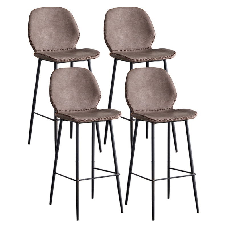 Modern Style Iron Bar Stool with Footrest Low Back Simple Bar Stool Gray Purple 4 Piece Set Bar Stool(30"H) Clearhalo 'Bar Furniture' 'Bar Stools' 'bar_stools' 'furn' 'furn_bar_stools' 'furniture_bar_stools' 'Kitchen & Dining Furniture' 'kitchen&dining_furn' 'kitchen' 'kitchen_furn' Furniture' 4537393