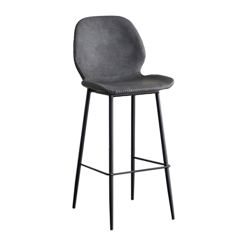 Modern Style Iron Bar Stool with Footrest Low Back Simple Bar Stool Gray Black 1 Piece Bar Stool(30"H) Clearhalo 'Bar Furniture' 'Bar Stools' 'bar_stools' 'furn' 'furn_bar_stools' 'furniture_bar_stools' 'Kitchen & Dining Furniture' 'kitchen&dining_furn' 'kitchen' 'kitchen_furn' Furniture' 4537394