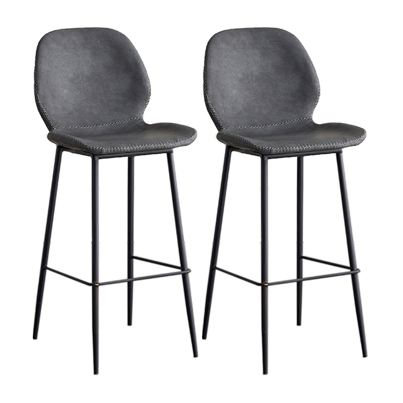 Modern Style Iron Bar Stool with Footrest Low Back Simple Bar Stool Gray Black 2 Piece Set Bar Stool(30"H) Clearhalo 'Bar Furniture' 'Bar Stools' 'bar_stools' 'furn' 'furn_bar_stools' 'furniture_bar_stools' 'Kitchen & Dining Furniture' 'kitchen&dining_furn' 'kitchen' 'kitchen_furn' Furniture' 4537395
