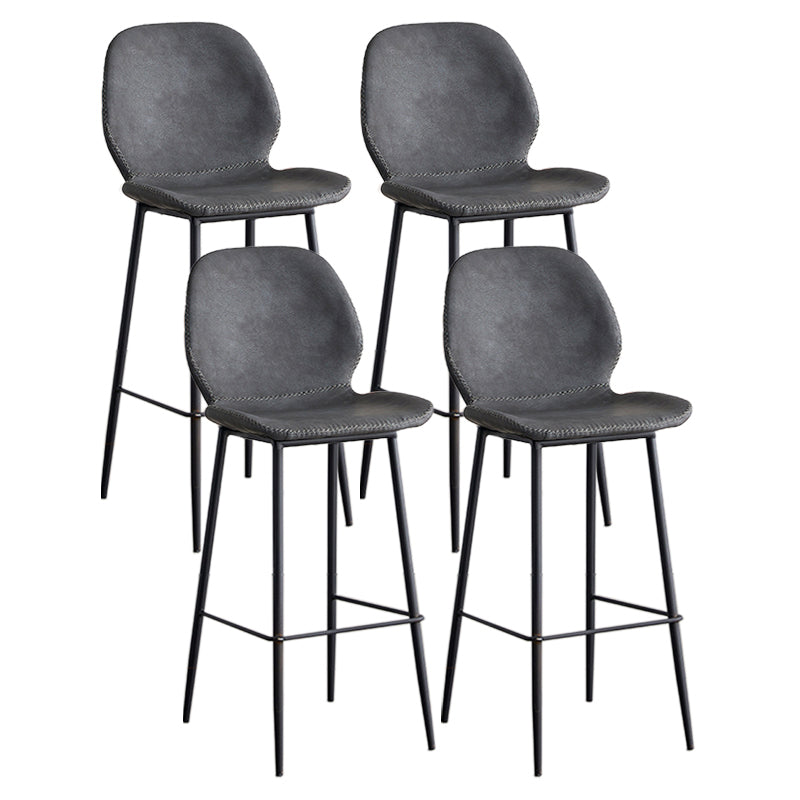 Modern Style Iron Bar Stool with Footrest Low Back Simple Bar Stool Gray Black 4 Piece Set Bar Stool(30"H) Clearhalo 'Bar Furniture' 'Bar Stools' 'bar_stools' 'furn' 'furn_bar_stools' 'furniture_bar_stools' 'Kitchen & Dining Furniture' 'kitchen&dining_furn' 'kitchen' 'kitchen_furn' Furniture' 4537396