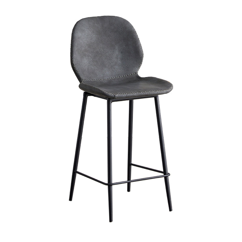 Modern Style Iron Bar Stool with Footrest Low Back Simple Bar Stool Gray Black 1 Piece Counter Stool(26"H) Clearhalo 'Bar Furniture' 'Bar Stools' 'bar_stools' 'furn' 'furn_bar_stools' 'furniture_bar_stools' 'Kitchen & Dining Furniture' 'kitchen&dining_furn' 'kitchen' 'kitchen_furn' Furniture' 4537400