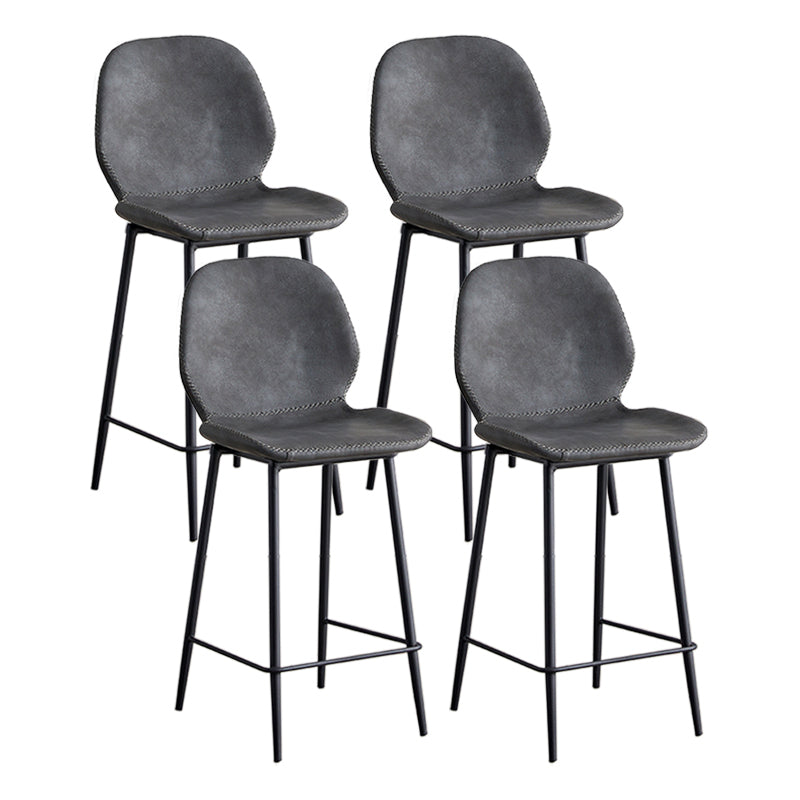 Modern Style Iron Bar Stool with Footrest Low Back Simple Bar Stool Gray Black 4 Piece Set Counter Stool(26"H) Clearhalo 'Bar Furniture' 'Bar Stools' 'bar_stools' 'furn' 'furn_bar_stools' 'furniture_bar_stools' 'Kitchen & Dining Furniture' 'kitchen&dining_furn' 'kitchen' 'kitchen_furn' Furniture' 4537402