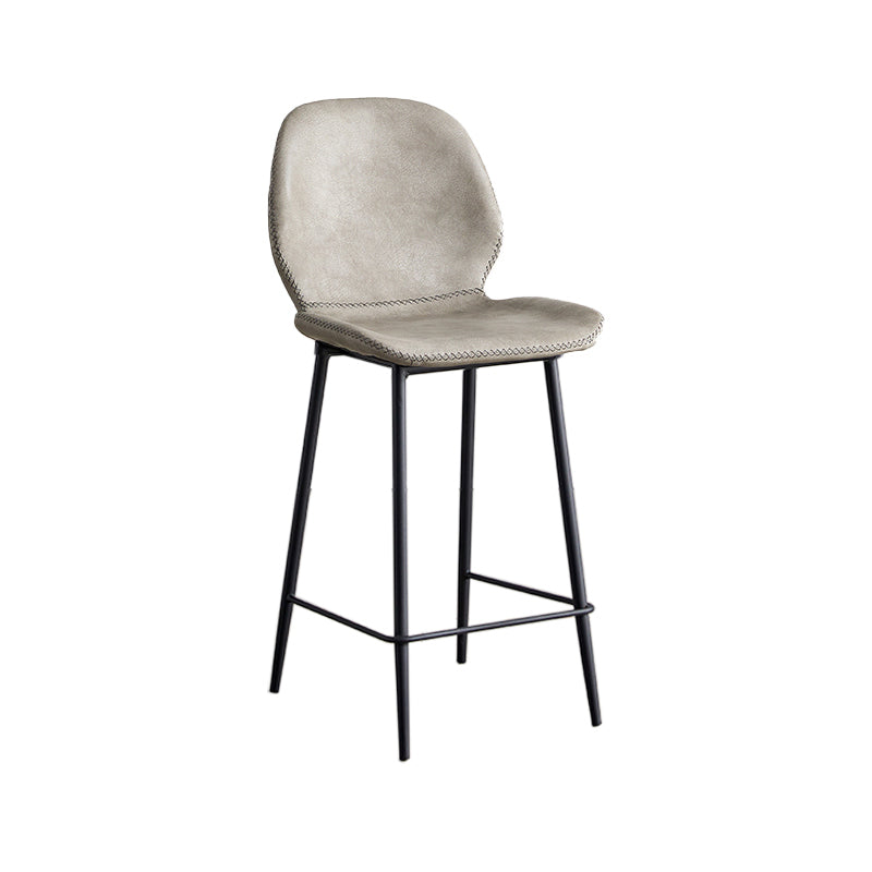 Modern Style Iron Bar Stool with Footrest Low Back Simple Bar Stool Light Gray 1 Piece Counter Stool(26"H) Clearhalo 'Bar Furniture' 'Bar Stools' 'bar_stools' 'furn' 'furn_bar_stools' 'furniture_bar_stools' 'Kitchen & Dining Furniture' 'kitchen&dining_furn' 'kitchen' 'kitchen_furn' Furniture' 4537403