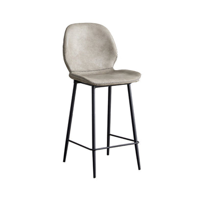 Modern Style Iron Bar Stool with Footrest Low Back Simple Bar Stool Light Gray 1 Piece Counter Stool(26"H) Clearhalo 'Bar Furniture' 'Bar Stools' 'bar_stools' 'furn' 'furn_bar_stools' 'furniture_bar_stools' 'Kitchen & Dining Furniture' 'kitchen&dining_furn' 'kitchen' 'kitchen_furn' Furniture' 4537403
