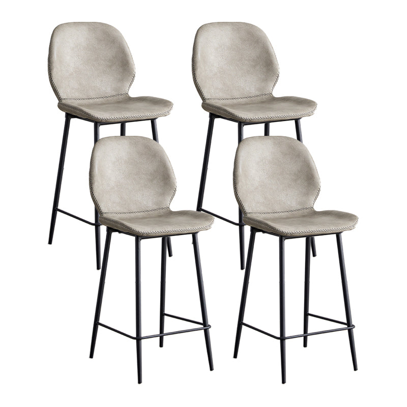 Modern Style Iron Bar Stool with Footrest Low Back Simple Bar Stool Light Gray 4 Piece Set Counter Stool(26"H) Clearhalo 'Bar Furniture' 'Bar Stools' 'bar_stools' 'furn' 'furn_bar_stools' 'furniture_bar_stools' 'Kitchen & Dining Furniture' 'kitchen&dining_furn' 'kitchen' 'kitchen_furn' Furniture' 4537405
