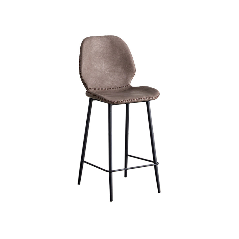 Modern Style Iron Bar Stool with Footrest Low Back Simple Bar Stool Gray Purple 1 Piece Counter Stool(26"H) Clearhalo 'Bar Furniture' 'Bar Stools' 'bar_stools' 'furn' 'furn_bar_stools' 'furniture_bar_stools' 'Kitchen & Dining Furniture' 'kitchen&dining_furn' 'kitchen' 'kitchen_furn' Furniture' 4537406