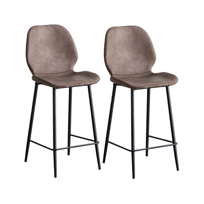 Modern Style Iron Bar Stool with Footrest Low Back Simple Bar Stool Gray Purple 2 Piece Set Counter Stool(26"H) Clearhalo 'Bar Furniture' 'Bar Stools' 'bar_stools' 'furn' 'furn_bar_stools' 'furniture_bar_stools' 'Kitchen & Dining Furniture' 'kitchen&dining_furn' 'kitchen' 'kitchen_furn' Furniture' 4537407