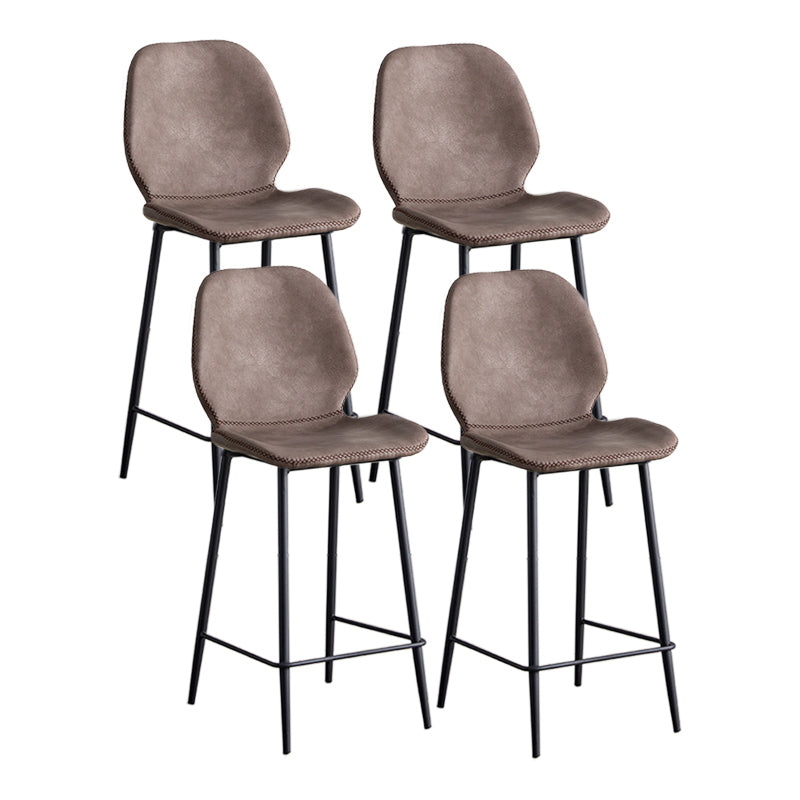 Modern Style Iron Bar Stool with Footrest Low Back Simple Bar Stool Gray Purple 4 Piece Set Counter Stool(26"H) Clearhalo 'Bar Furniture' 'Bar Stools' 'bar_stools' 'furn' 'furn_bar_stools' 'furniture_bar_stools' 'Kitchen & Dining Furniture' 'kitchen&dining_furn' 'kitchen' 'kitchen_furn' Furniture' 4537408