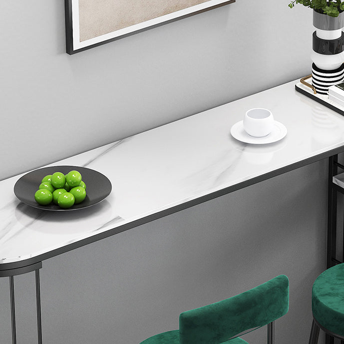 Glam Marble Bar Table with Specialty Table Top Gold Double Pedestal Table - 42" H Clearhalo 'Bar Furniture' 'Bar Tables' 'bar_tables' 'furn' 'furn_bar_tables' 'Furniture' 'furniture_bar_tables' 'Kitchen & Dining Furniture' 4537464