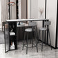 White Modern Style Table in Faux Marble and Metal with Shelf Bar Table 70.9"L x 15.7"W x 41.3"H White Without Chairs Clearhalo 'Bar Furniture' 'Bar Tables' 'bar_tables' 'furn' 'furn_bar_tables' 'Furniture' 'furniture_bar_tables' 'Kitchen & Dining Furniture' 4537490