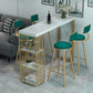 Glam Marble Pub Table with Rectangle Table Top Gold Double Pedestal Table - 42" H Clearhalo 'Bar Furniture' 'Bar Tables' 'bar_tables' 'furn' 'furn_bar_tables' 'Furniture' 'furniture_bar_tables' 'Kitchen & Dining Furniture' 4537513