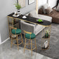 White and Black Glam StyleTable in Faux Marble and Iron Milk Tea Shop Bar Table 70.9"L x 15.7"W x 41.3"H Black Without Chairs Clearhalo 'Bar Furniture' 'Bar Tables' 'bar_tables' 'furn' 'furn_bar_tables' 'Furniture' 'furniture_bar_tables' 'Kitchen & Dining Furniture' 4537524