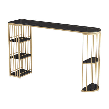 White and Black Glam StyleTable in Faux Marble and Iron Milk Tea Shop Bar Table Black Without Chairs Clearhalo 'Bar Furniture' 'Bar Tables' 'bar_tables' 'furn' 'furn_bar_tables' 'Furniture' 'furniture_bar_tables' 'Kitchen & Dining Furniture' 4537526