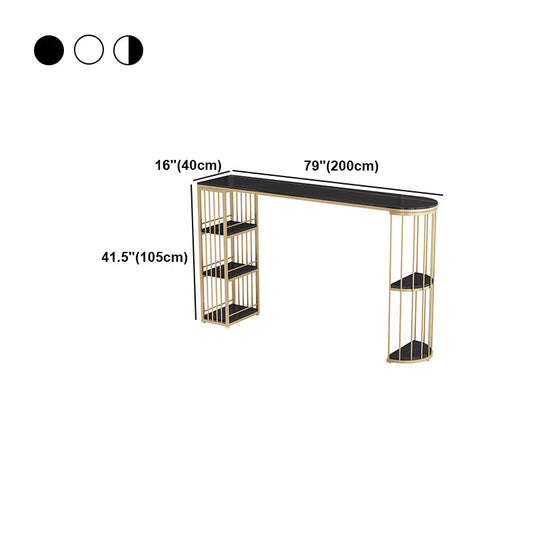 White and Black Glam StyleTable in Faux Marble and Iron Milk Tea Shop Bar Table Clearhalo 'Bar Furniture' 'Bar Tables' 'bar_tables' 'furn' 'furn_bar_tables' 'Furniture' 'furniture_bar_tables' 'Kitchen & Dining Furniture' 4537538