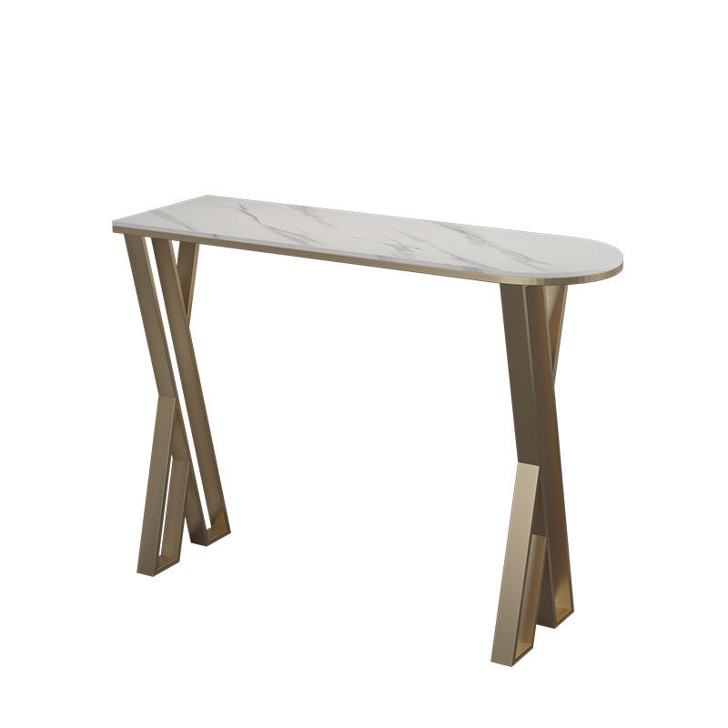 White Glam Style Table Iron and Faux Marble Milk Tea Shop Bar Table White Without Chairs Clearhalo 'Bar Furniture' 'Bar Tables' 'bar_tables' 'furn' 'furn_bar_tables' 'Furniture' 'furniture_bar_tables' 'Kitchen & Dining Furniture' 4537543