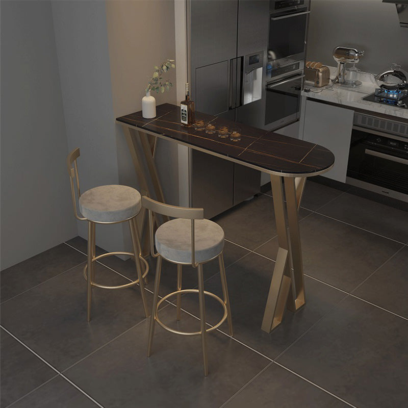 White Glam Style Table Iron and Faux Marble Milk Tea Shop Bar Table Clearhalo 'Bar Furniture' 'Bar Tables' 'bar_tables' 'furn' 'furn_bar_tables' 'Furniture' 'furniture_bar_tables' 'Kitchen & Dining Furniture' 4537545