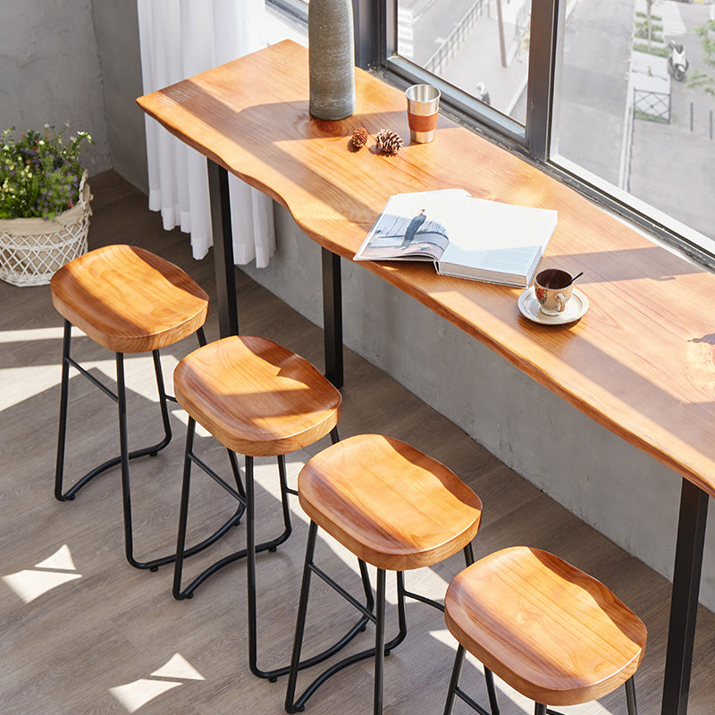 Brown Modern Style Table in Solid Wood and Metal Balcony Bar Table 63"L x 23.6"W x 41.3"H Clearhalo 'Bar Furniture' 'Bar Tables' 'bar_tables' 'Furniture' 'furniture_bar_tables' 'Kitchen & Dining Furniture' 4537565