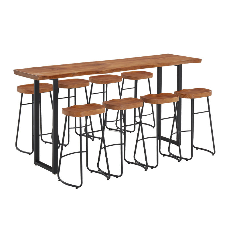 Brown Modern Style Table in Solid Wood and Metal Balcony Bar Table Clearhalo 'Bar Furniture' 'Bar Tables' 'bar_tables' 'Furniture' 'furniture_bar_tables' 'Kitchen & Dining Furniture' 4537566