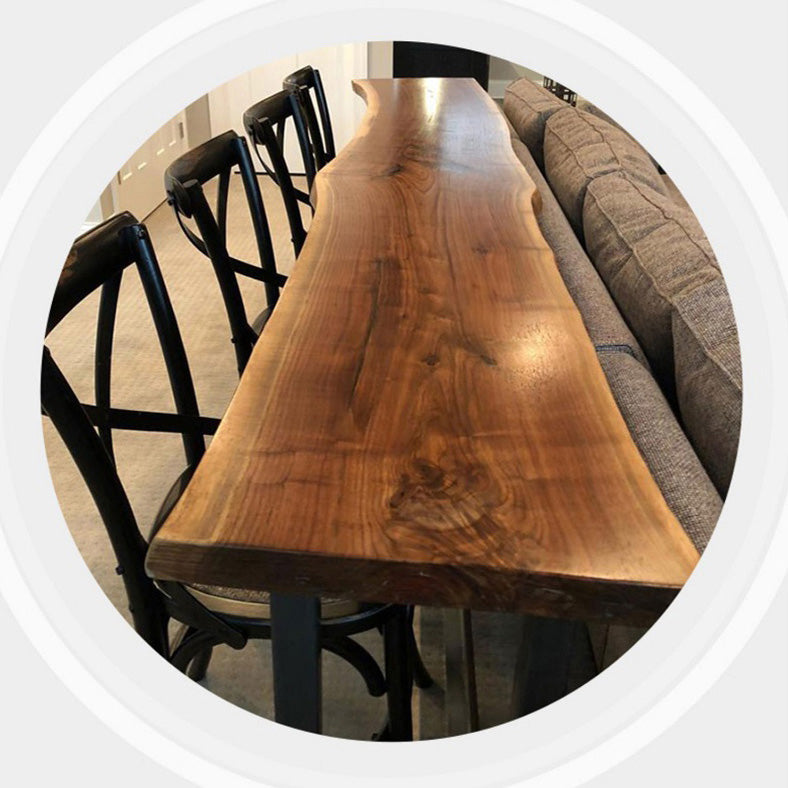 Brown Modern Style Table in Solid Wood and Metal Balcony Bar Table Clearhalo 'Bar Furniture' 'Bar Tables' 'bar_tables' 'Furniture' 'furniture_bar_tables' 'Kitchen & Dining Furniture' 4537567