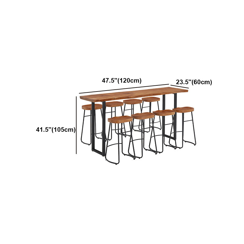 Brown Modern Style Table in Solid Wood and Metal Balcony Bar Table Clearhalo 'Bar Furniture' 'Bar Tables' 'bar_tables' 'Furniture' 'furniture_bar_tables' 'Kitchen & Dining Furniture' 4537578
