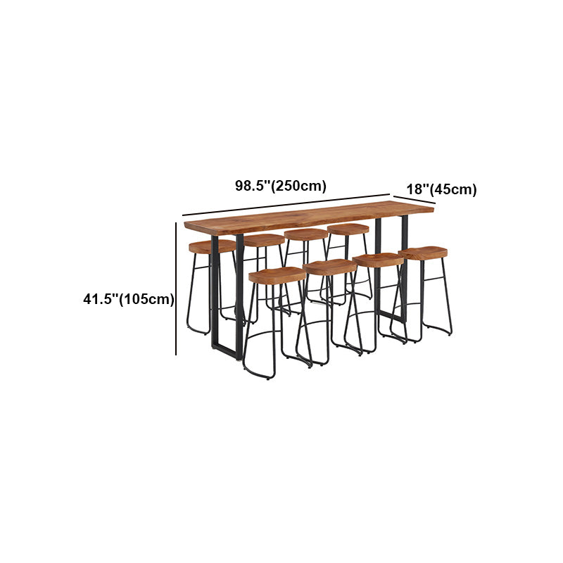 Brown Modern Style Table in Solid Wood and Metal Balcony Bar Table Clearhalo 'Bar Furniture' 'Bar Tables' 'bar_tables' 'Furniture' 'furniture_bar_tables' 'Kitchen & Dining Furniture' 4537580