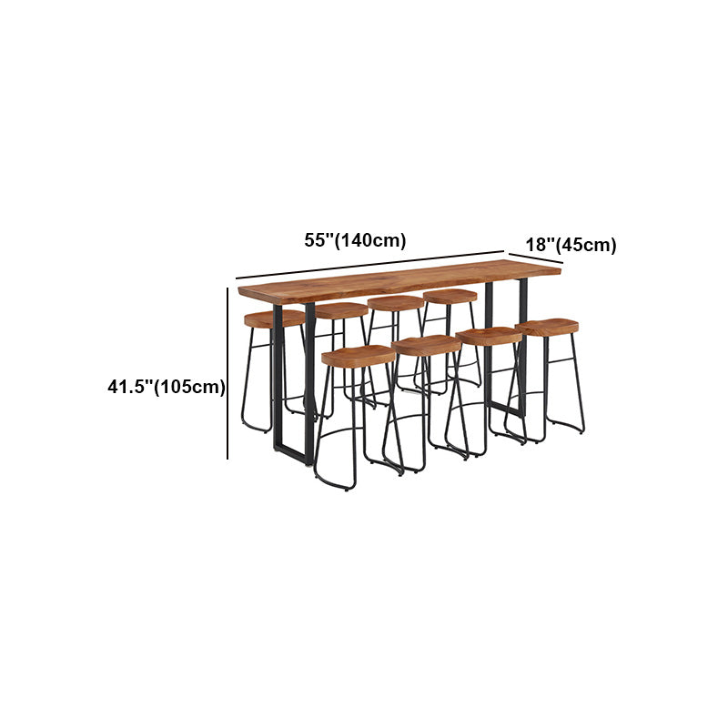 Brown Modern Style Table in Solid Wood and Metal Balcony Bar Table Clearhalo 'Bar Furniture' 'Bar Tables' 'bar_tables' 'Furniture' 'furniture_bar_tables' 'Kitchen & Dining Furniture' 4537582