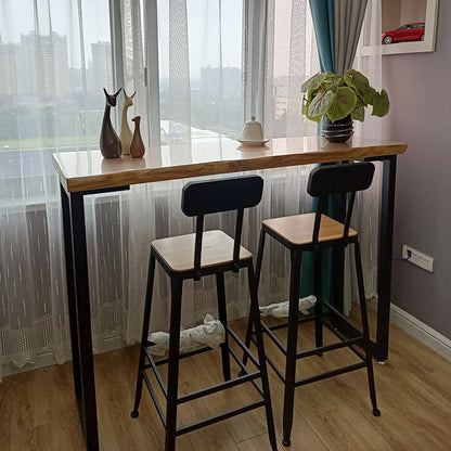 Brown Modern Style Table in Pine Wood and Metal Balcony Bar Table 39.4"L x 15.7"W x 41.3"H Without Chairs Clearhalo 'Bar Furniture' 'Bar Tables' 'bar_tables' 'furn' 'furn_bar_tables' 'Furniture' 'furniture_bar_tables' 'Kitchen & Dining Furniture' 4537583