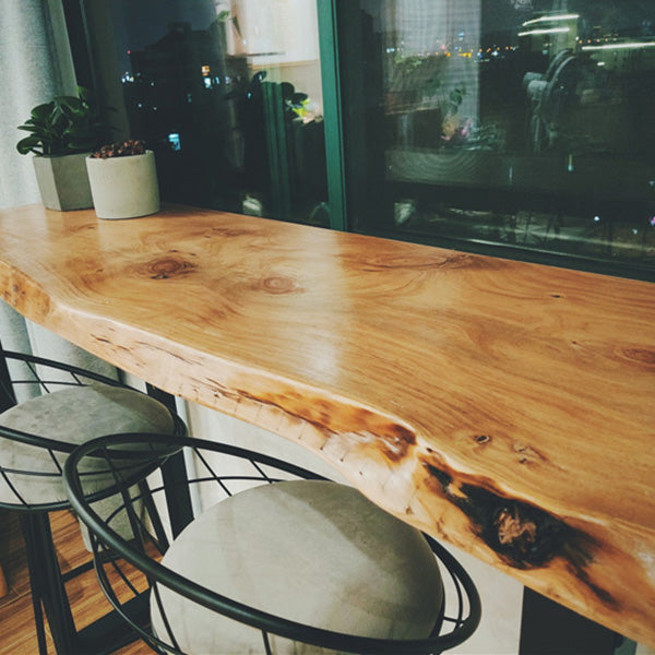 Brown Modern Style Table in Pine Wood and Metal Balcony Bar Table Clearhalo 'Bar Furniture' 'Bar Tables' 'bar_tables' 'furn' 'furn_bar_tables' 'Furniture' 'furniture_bar_tables' 'Kitchen & Dining Furniture' 4537588