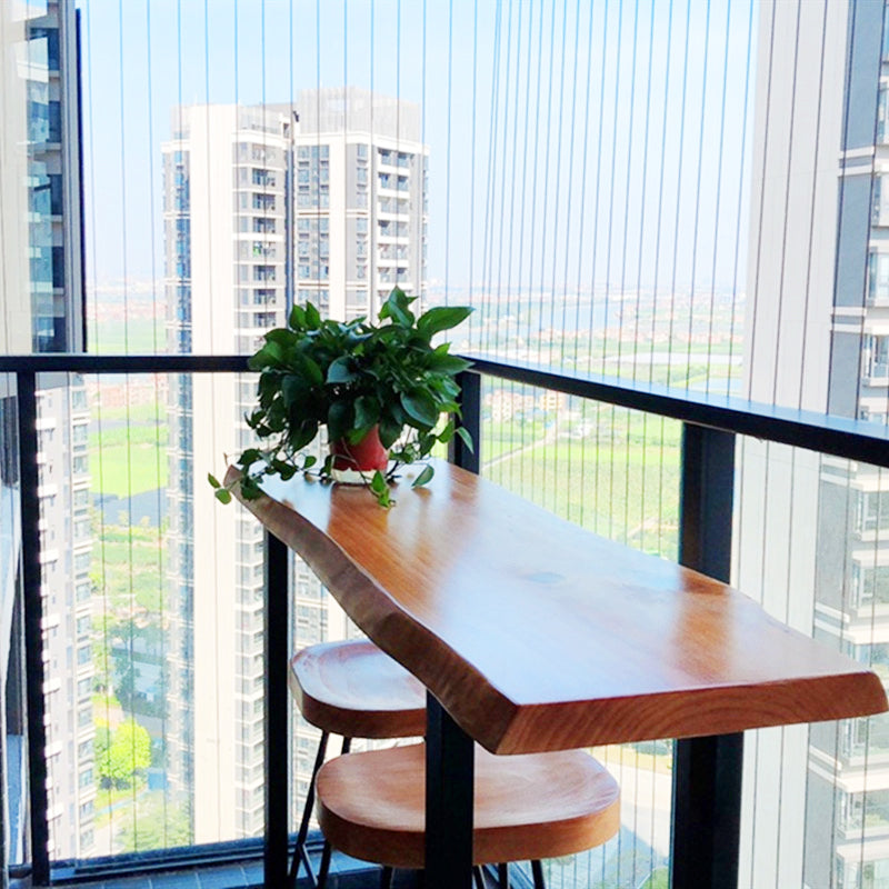Brown Modern Style Table in Pine Wood and Metal Balcony Bar Table Clearhalo 'Bar Furniture' 'Bar Tables' 'bar_tables' 'furn' 'furn_bar_tables' 'Furniture' 'furniture_bar_tables' 'Kitchen & Dining Furniture' 4537590