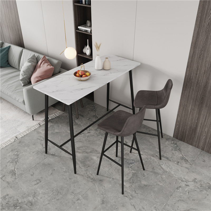 Modern Marble Pub Table with Rectangle Table Top Black Trestle Table - 42" H White Without Chairs Clearhalo 'Bar Furniture' 'Bar Tables' 'bar_tables' 'furn' 'furn_bar_tables' 'Furniture' 'furniture_bar_tables' 'Kitchen & Dining Furniture' 4537600