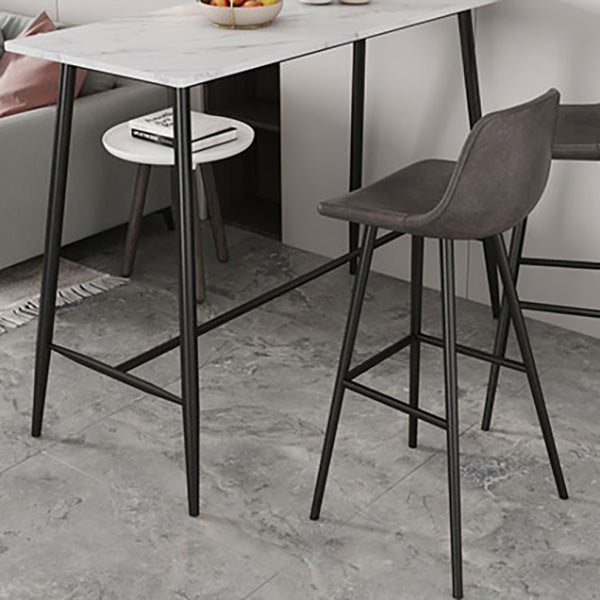 Modern Marble Pub Table with Rectangle Table Top Black Trestle Table - 42" H Clearhalo 'Bar Furniture' 'Bar Tables' 'bar_tables' 'furn' 'furn_bar_tables' 'Furniture' 'furniture_bar_tables' 'Kitchen & Dining Furniture' 4537607