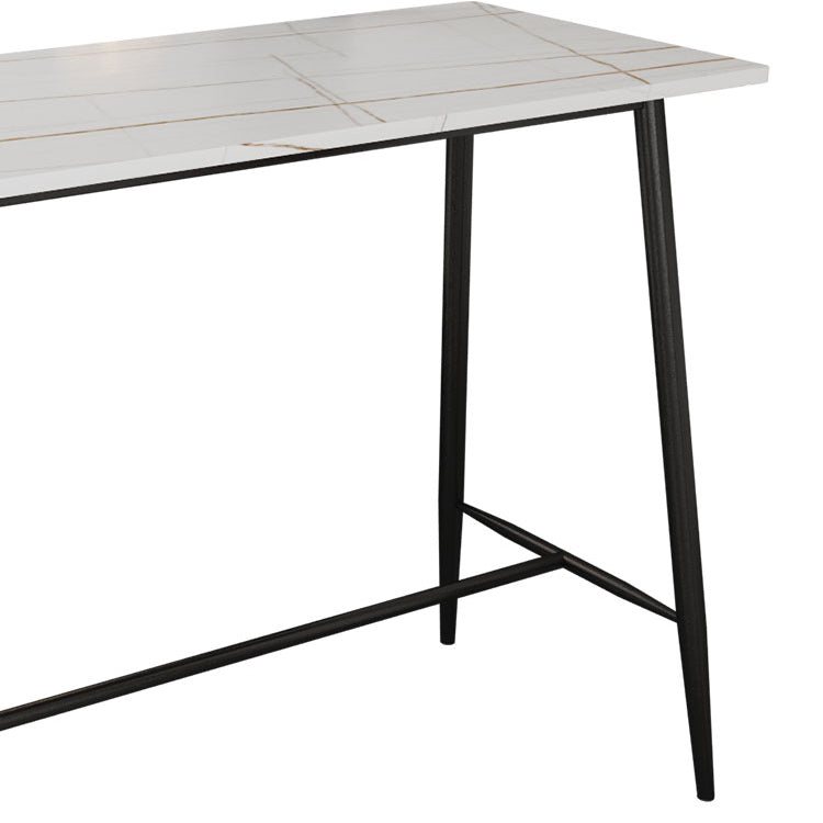 Modern Marble Pub Table with Rectangle Table Top Black Trestle Table - 42" H Clearhalo 'Bar Furniture' 'Bar Tables' 'bar_tables' 'furn' 'furn_bar_tables' 'Furniture' 'furniture_bar_tables' 'Kitchen & Dining Furniture' 4537608