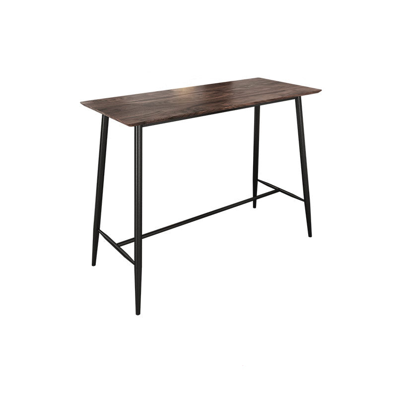 Modern Marble Pub Table with Rectangle Table Top Black Trestle Table - 42" H Brown Without Chairs Clearhalo 'Bar Furniture' 'Bar Tables' 'bar_tables' 'furn' 'furn_bar_tables' 'Furniture' 'furniture_bar_tables' 'Kitchen & Dining Furniture' 4537611