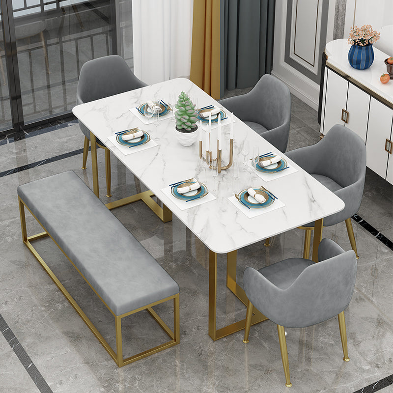 Glam Style 1/2/7 Pieces Dining Room Furniture Set Rectangular White Dining Table Set Clearhalo 'Dining Room Sets' 'Dining Tables & Seating' 'dining_room_set' 'furn' 'furn_dining_room_set' 'Furniture' 'furniture_dining_room_set' 'Kitchen & Dining Furniture' 'kitchen&dining_furn' 'kitchen' 4537664