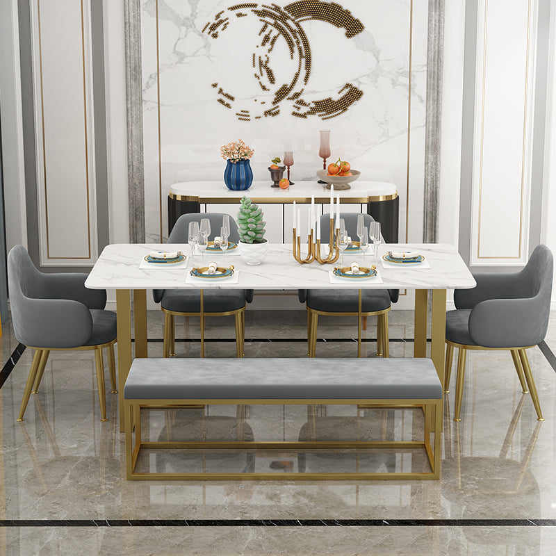 Glam Style 1/2/7 Pieces Dining Room Furniture Set Rectangular White Dining Table Set Clearhalo 'Dining Room Sets' 'Dining Tables & Seating' 'dining_room_set' 'furn' 'furn_dining_room_set' 'Furniture' 'furniture_dining_room_set' 'Kitchen & Dining Furniture' 'kitchen&dining_furn' 'kitchen' 4537667