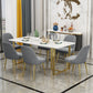 Glam Style 1/2/7 Pieces Dining Room Furniture Set Rectangular White Dining Table Set 7 Pieces: Table, 6 Light Grey Chairs Clearhalo 'Dining Room Sets' 'Dining Tables & Seating' 'dining_room_set' 'furn' 'furn_dining_room_set' 'Furniture' 'furniture_dining_room_set' 'Kitchen & Dining Furniture' 'kitchen&dining_furn' 'kitchen' 4537670