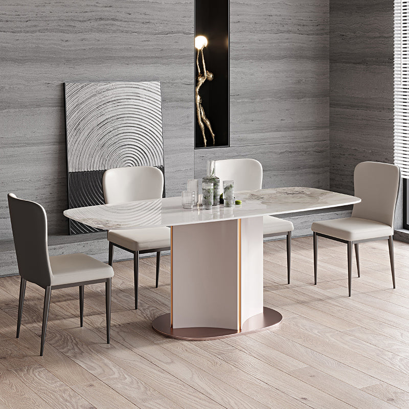 dern 1/2/3/5/7 Pieces Dining Set Sintered Stone Dining Table Set with Leather Chairs Clearhalo 'Dining Room Sets' 'Dining Tables & Seating' 'dining_room_set' 'furn' 'furn_dining_room_set' 'Furniture' 'furniture_dining_room_set' 'Kitchen & Dining Furniture' 'kitchen&dining_furn' 'kitchen' 4537696