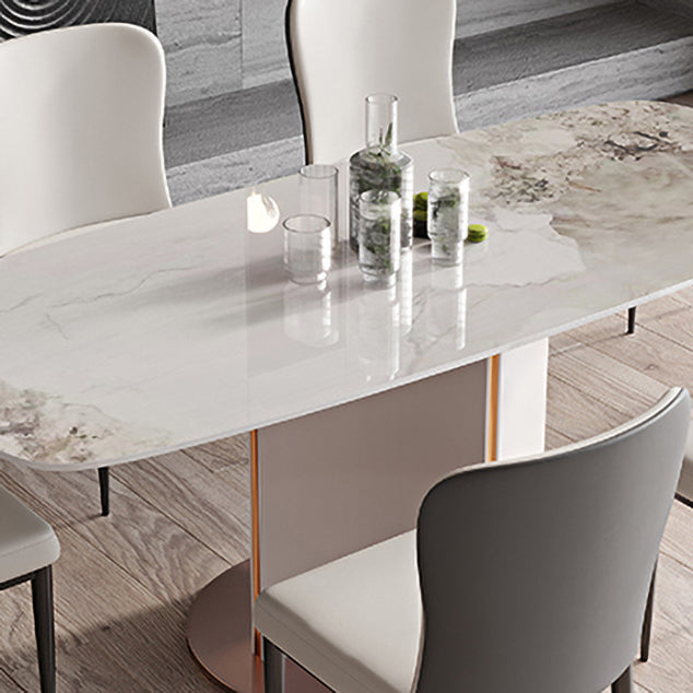 dern 1/2/3/5/7 Pieces Dining Set Sintered Stone Dining Table Set with Leather Chairs Clearhalo 'Dining Room Sets' 'Dining Tables & Seating' 'dining_room_set' 'furn' 'furn_dining_room_set' 'Furniture' 'furniture_dining_room_set' 'Kitchen & Dining Furniture' 'kitchen&dining_furn' 'kitchen' 4537707
